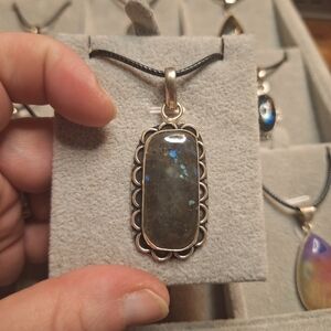 Natural Flashy Labradorite polished Gemstone pendant rectangular